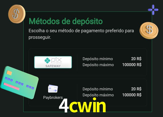 O cassino 4cwin oferece uma grande variedade de métodos de pagamento